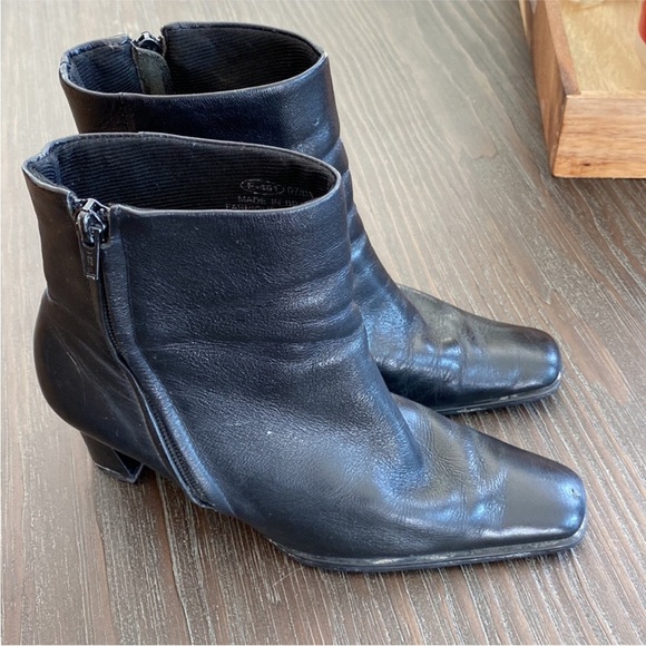 Leather Square Toe Booties Boots y2k Size 6.5 - Picture 3 of 11